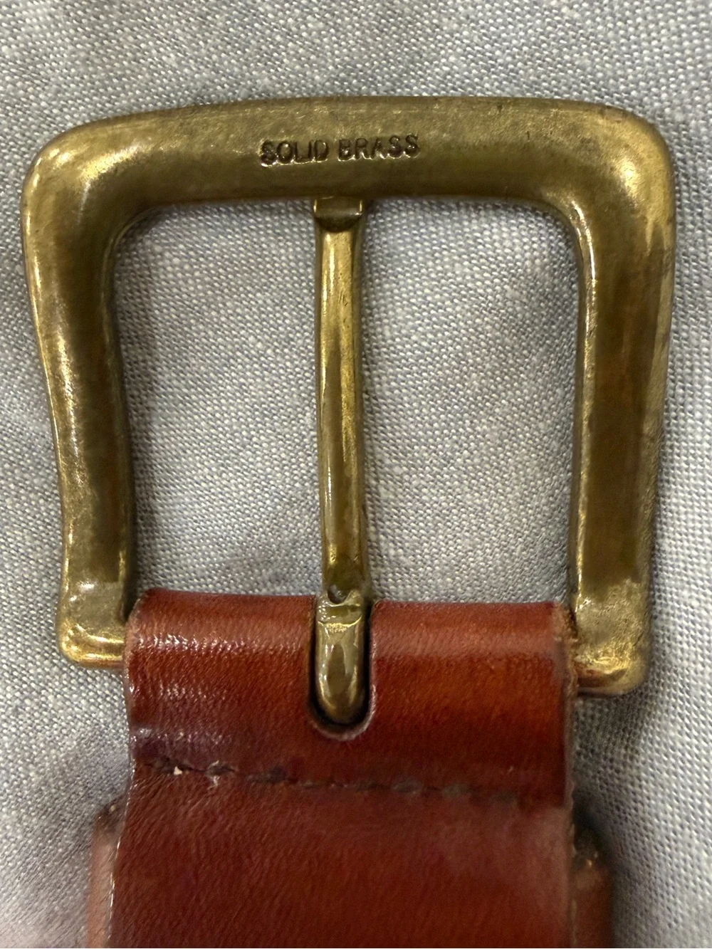 Lauren Ralph Lauren Men’s Belt with Solid Brass Buckle and RLL Stamp Size Medium